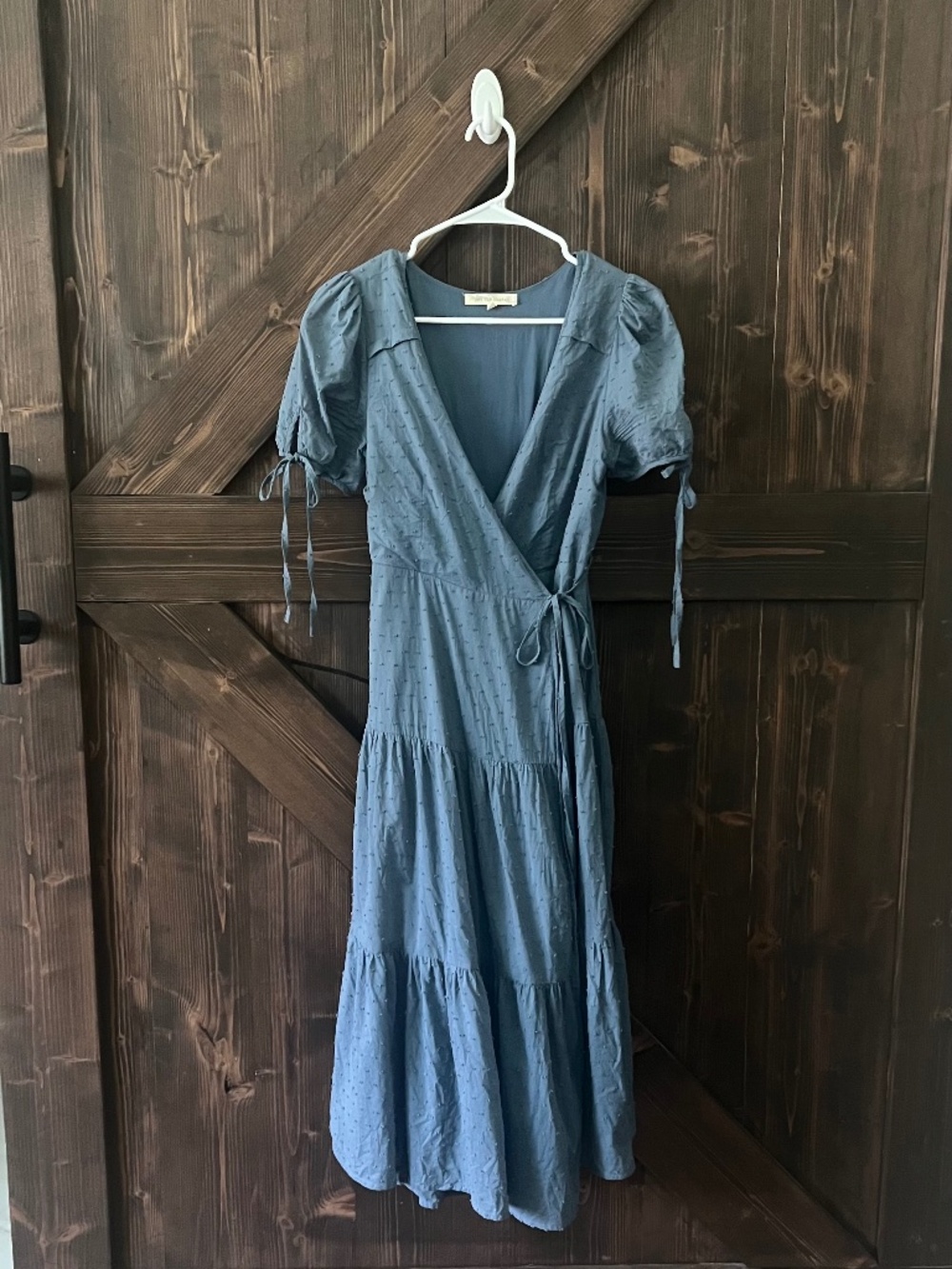 See the Shades Dusty Blue Tiered Wrap Dress | Size M